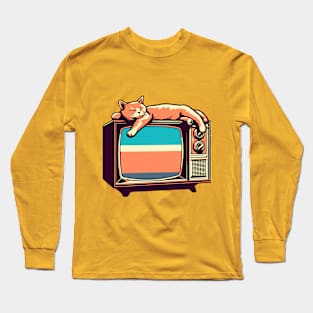 CAT on Retro TV Long Sleeve T-Shirt